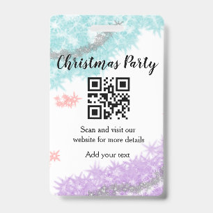 Simple christmas party website barcode QR add name ID Badge