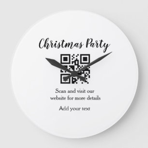 Simple christmas party website barcode QR add name Large Clock