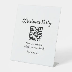 Simple christmas party website barcode QR add name Pedestal Sign