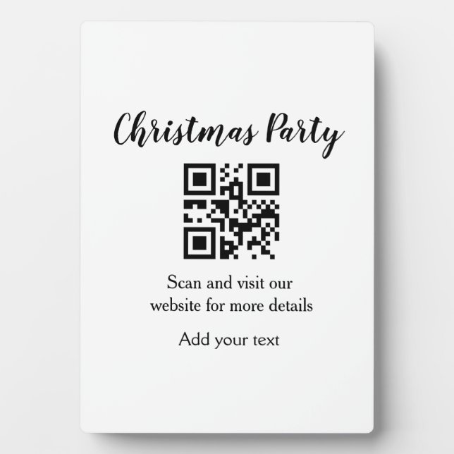 Simple christmas party website barcode QR add name Plaque (Front)