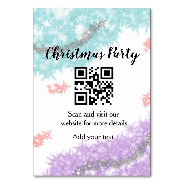 Simple christmas party website barcode QR add name Table Number (Front)