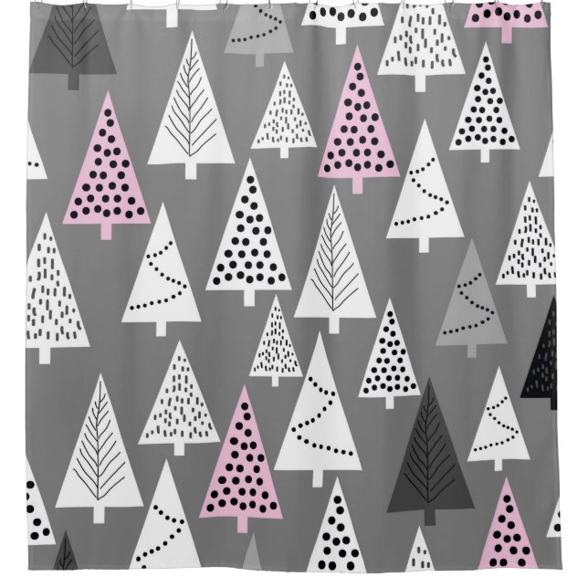 Simple Christmas pattern. Abstract gray and white  Shower Curtain (Front)