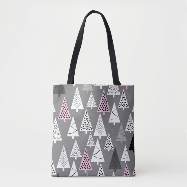 Simple Christmas pattern. Abstract gray and white  Tote Bag (Front)