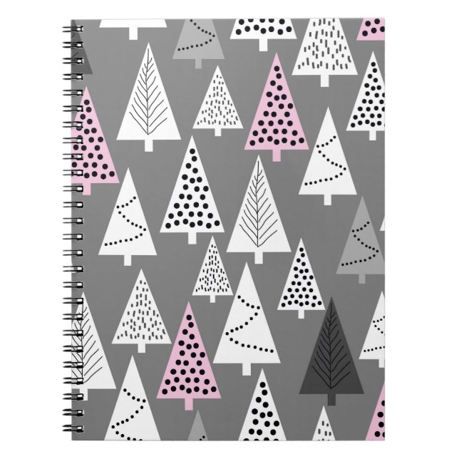 Simple Christmas pattern. Abstract grey and white  Notebook (Front)