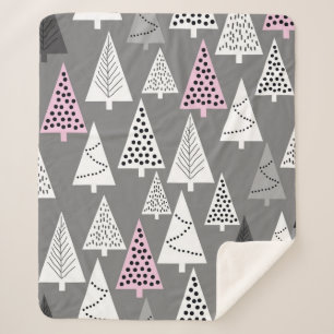 Simple Christmas pattern. Abstract grey and white  Sherpa Blanket