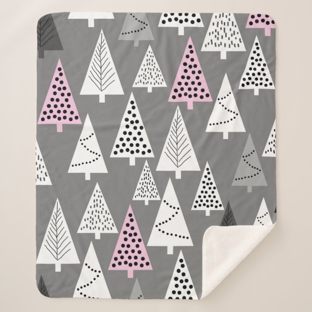 Simple Christmas pattern. Abstract grey and white  Sherpa Blanket (Front)
