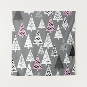 Simple Christmas pattern. Abstract grey and white Tapestry