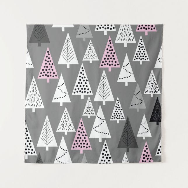 Simple Christmas pattern. Abstract grey and white  Tapestry (Front)