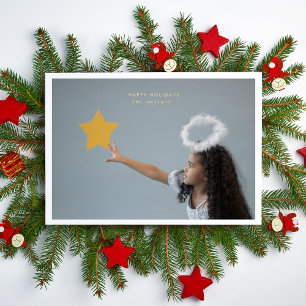 Simple Christmas Photo Frame Custom GOLD HAPPY