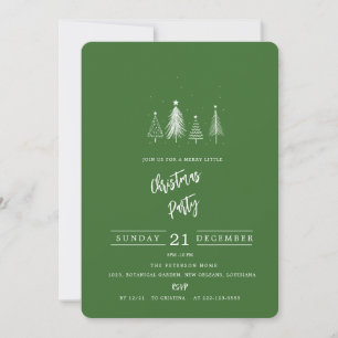 Simple Christmas Pine Tree   Green Christmas Party Invitation