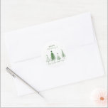 Simple Christmas Pine Tree Pattern | Green Classic Round Sticker<br><div class="desc">Add a touch of festive cheer to your gifts with these cute Christmas stickers. Perfect for sealing envelopes,  gift tags,  or decorating packages</div>