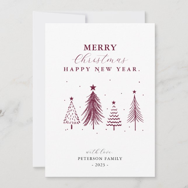 Simple Christmas Pine Tree Pattern Vertical  Holiday Card (Front)