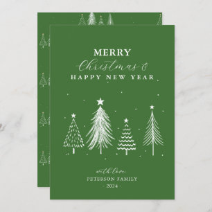 Simple Christmas Pine Tree Pattern Vertical  Holiday Card