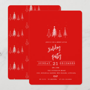 Simple Christmas Pine Tree Red Holiday Party Invitation