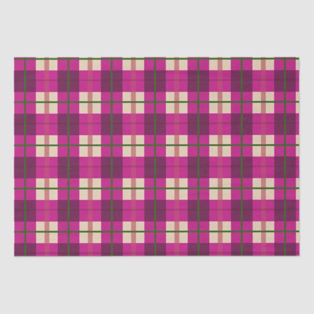 Simple Christmas Plaid Pink Purple Chequered   Tissue Paper (Front)