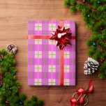 Simple Christmas Plaid Pink Purple Chequered   Wrapping Paper<br><div class="desc">Simple Christmas pink,  purple,  ivory,  and green colour chequered plaid tartan pattern.</div>