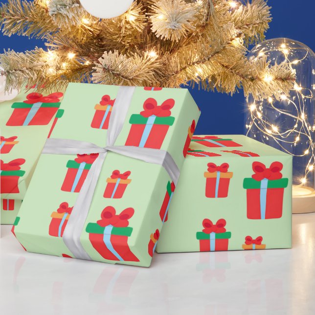 Simple Christmas Present Gifts Box Pattern Wrapping Paper (Holidays)