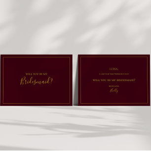 Simple Christmas   Red Bridesmaid Proposal Card