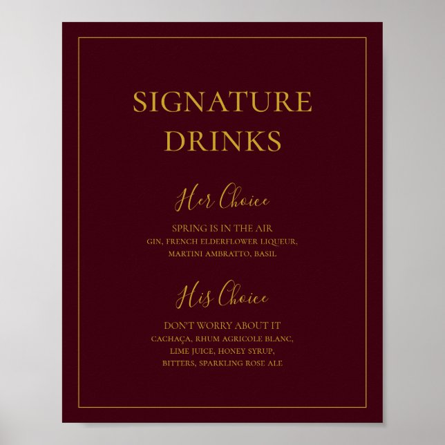 Simple Christmas | Red Signature Drinks Sign (Front)
