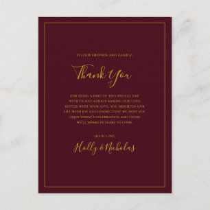 Simple Christmas Red Thank You Reception Card