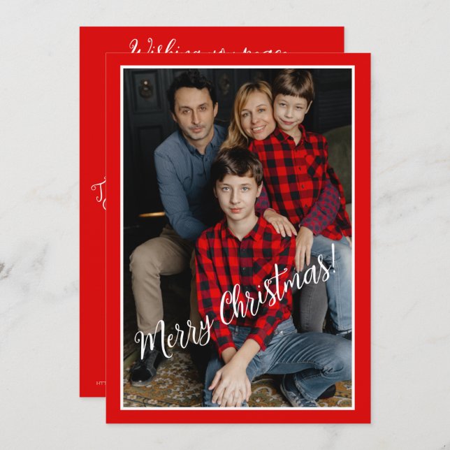 Simple Christmas Single Portrait with Greeting Holiday Card (Front/Back)