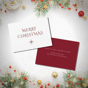 Simple Christmas Snowflake Red White Holiday Card