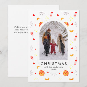 Simple Christmas Snowflakes Pattern family photo Holiday Card