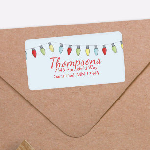 Simple Christmas String Lights Custom Label