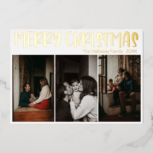 Simple Christmas Three Photo | Gold (Front)