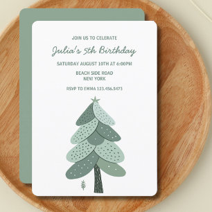 Simple Christmas tree Birthday  Invitation