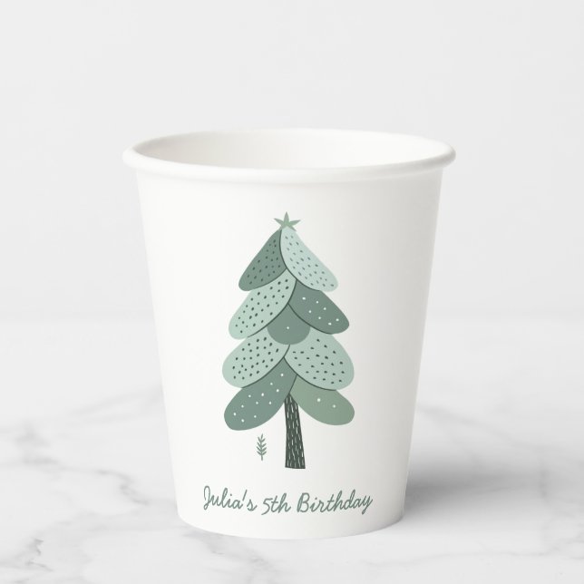 Simple Christmas tree Birthday  Paper Cups (Front)