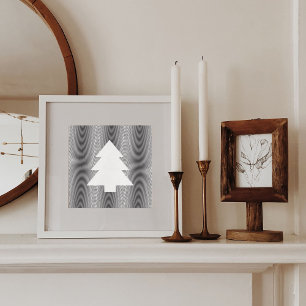 Simple Christmas Tree Black & White Stripes Trippy Holiday Card