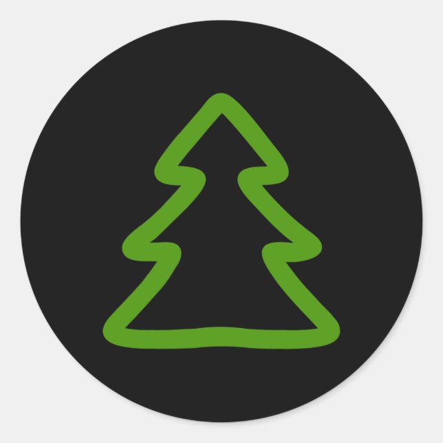 Simple Christmas Tree  Classic Round Sticker (Front)