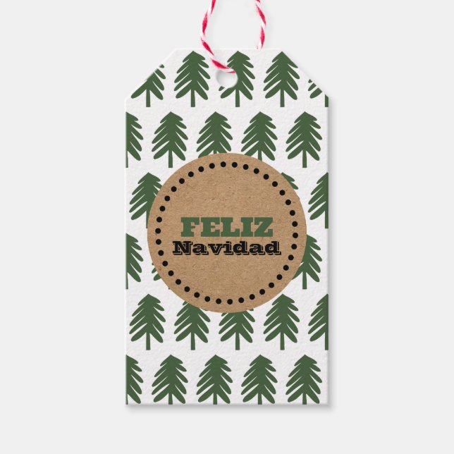 Simple Christmas Tree Feliz Navidad Gift Tag (Front)