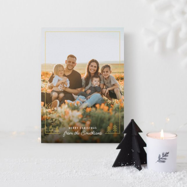 Simple Christmas Tree Frame Foil Holiday Card (Simple Christmas Tree Frame Foil Holiday Card)