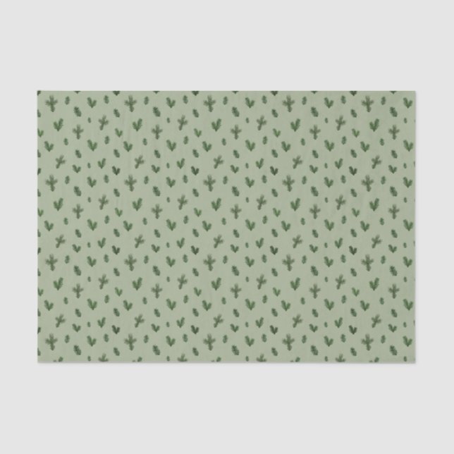 simple christmas tree green pattern tissue paper (Front)