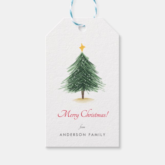 Simple Christmas Tree Holidays Gift Tags (Front)