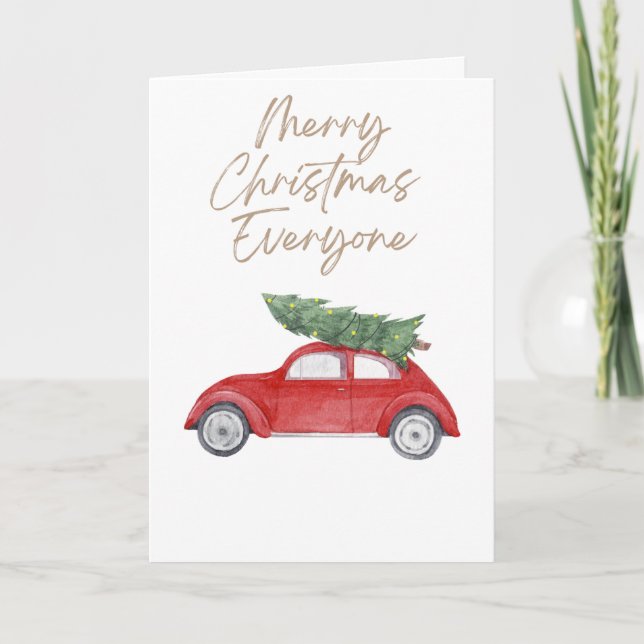 Simple Christmas Tree on Car roof  Card (Front)