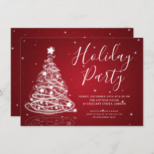 Simple Christmas Tree Red Holiday Party Invitation