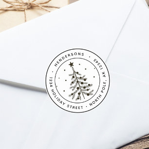 Simple Christmas Tree Return Address   Classic Round Sticker