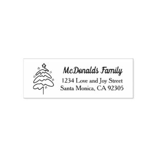 Simple Christmas Tree Return Address Self-inking Stamp