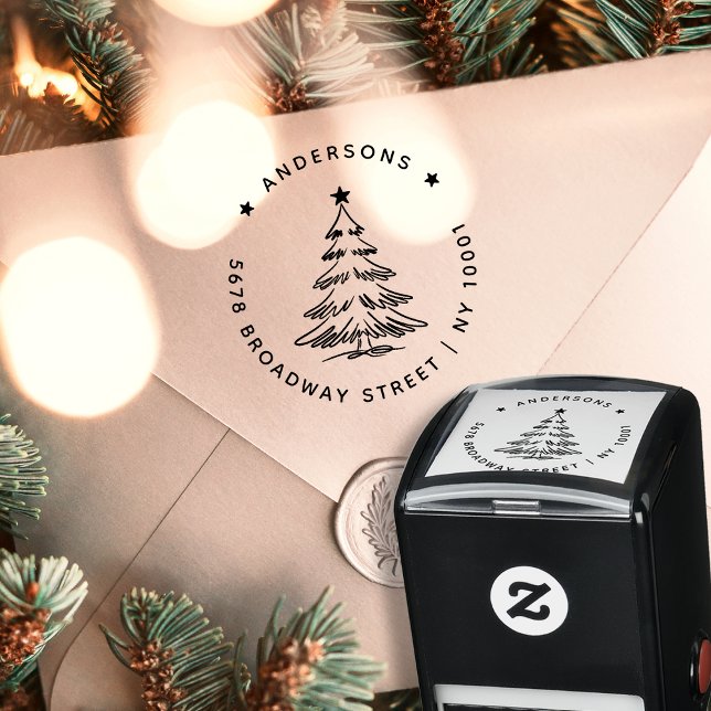Simple Christmas Tree Return Address Self-inking Stamp (Creator Uploaded)