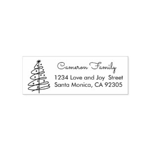 Simple Christmas Tree Return Address Self-inking Stamp