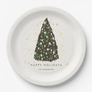 Simple Christmas Tree White Paper Plate