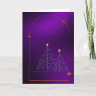 Simple Christmas Trees on Purple  Holiday Card