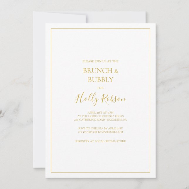 Simple Christmas | White Brunch and Bubbly Shower Invitation (Front)