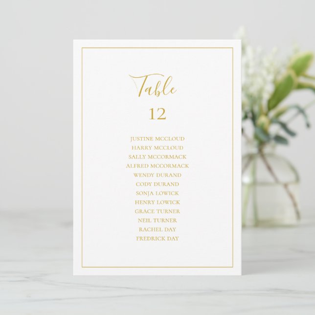 Simple Christmas White Table Number Seating Chart (Standing Front)