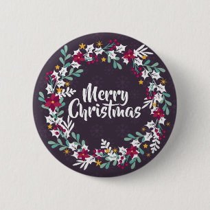 Simple Christmas Wreath Purple   Pin Button