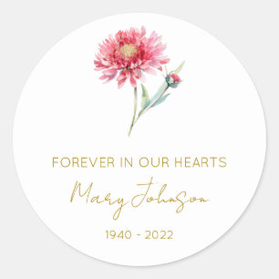 Simple Chrysanthemum Memorial  Classic Round Sticker
