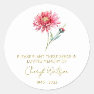 Simple Chrysanthemum Memorial Seed Packet Classic Round Sticker